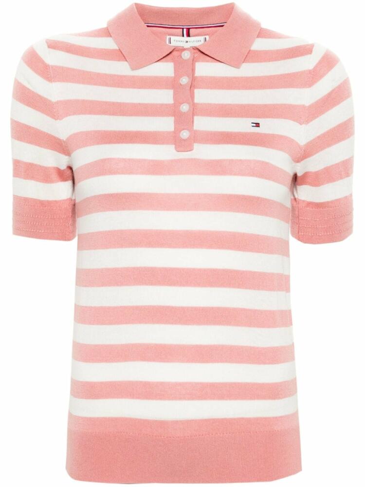 Tommy Hilfiger striped knitted polo shirt - Pink Cover