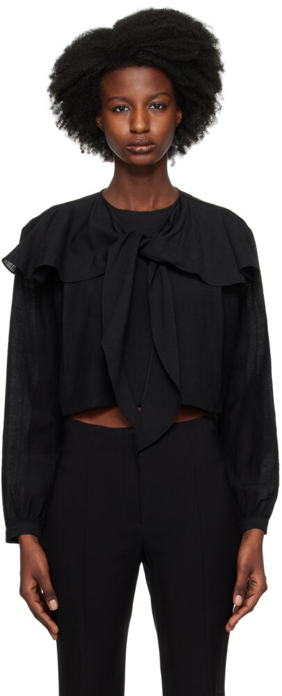 Recto Black Shoulder Scarf Blouse Cover