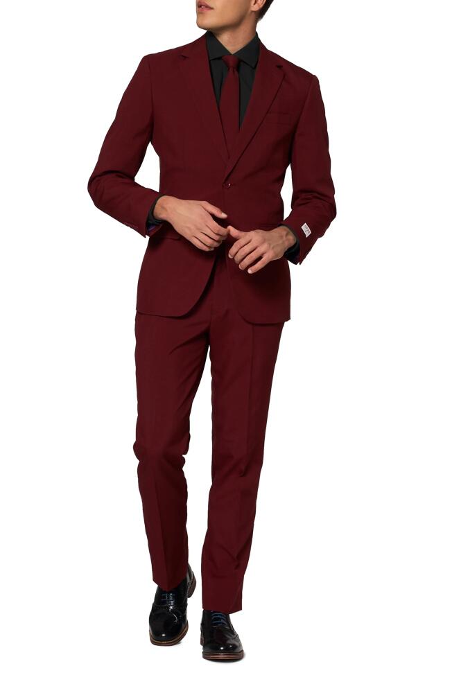 OppoSuits Blazing Burgundy Two-Piece Suit with Tie in Red Cover