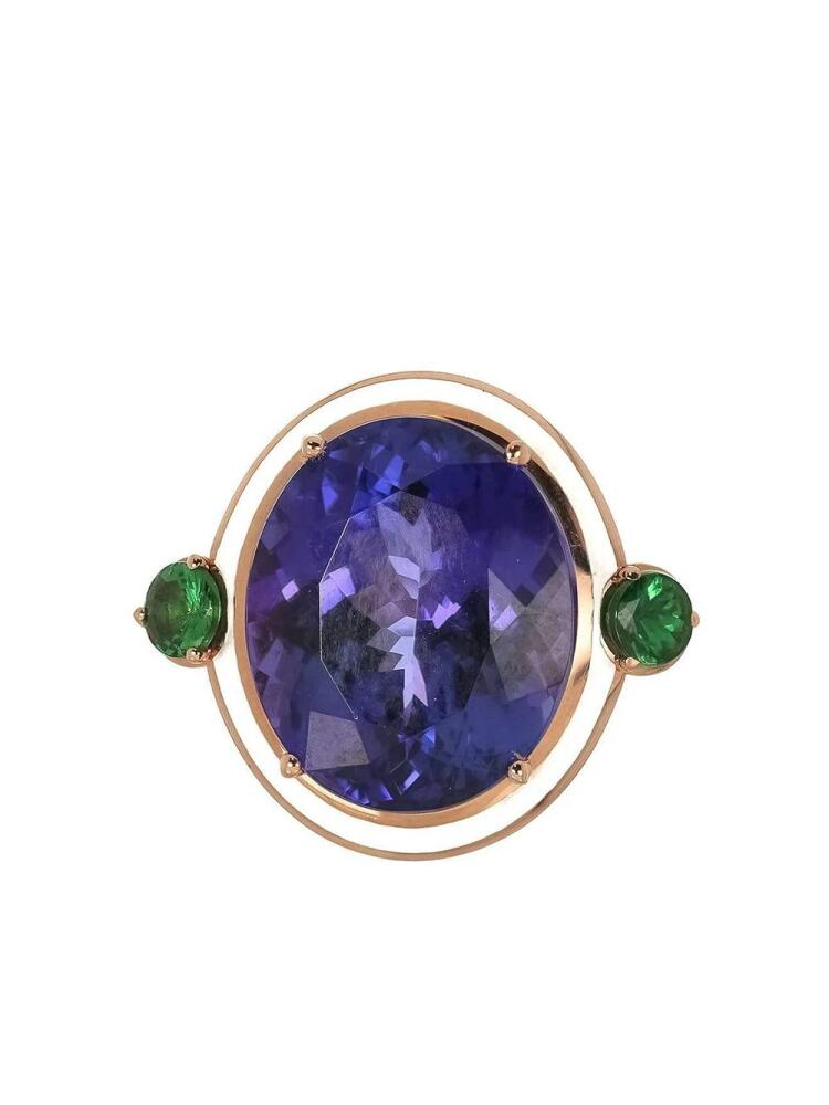 Selim Mouzannar 18kt rose gold tanzanite, tsavorite and white enamel ring - Pink Cover