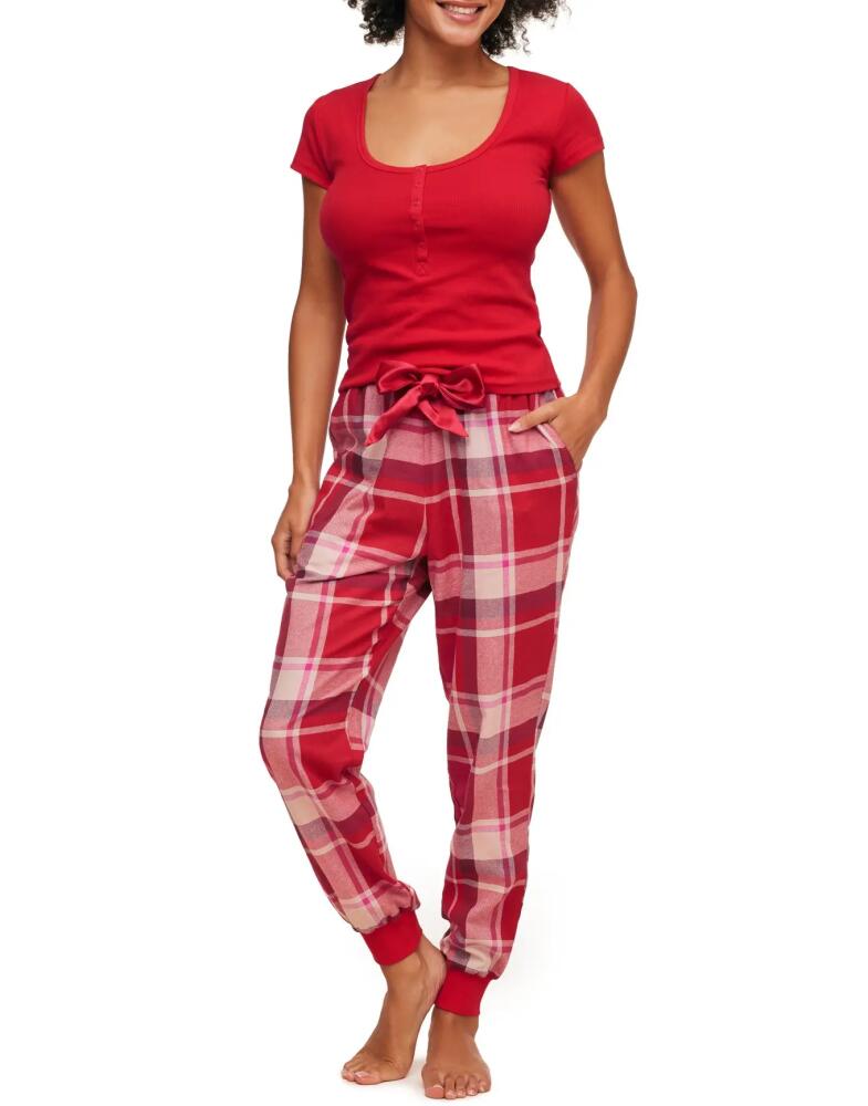 Adore Me Caileigh Pajama T-shirt & Jogger Set in Plaid Red Cover