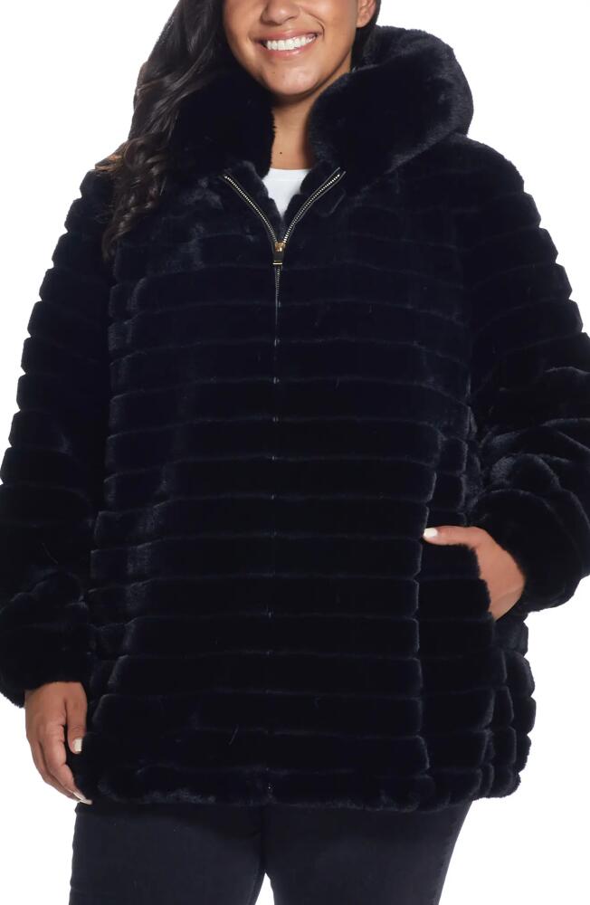 Gallery Hooded Faux Fur Jacket in Black Cover