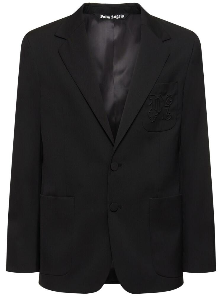 PALM ANGELS Monogram Wool Blend Pocket Blazer Cover