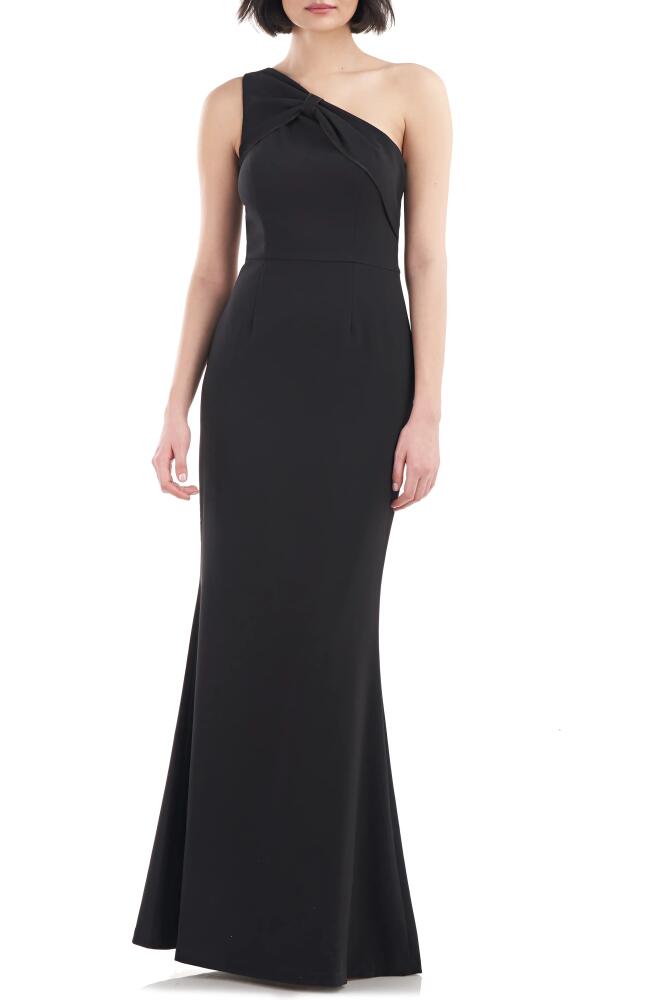 JS Collections Lilah Bow Detail One-Shoulder Mermaid Gown in Black Cover