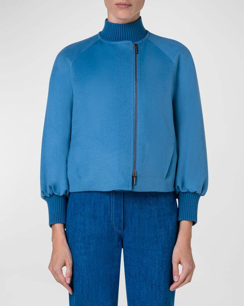 Akris punto Asymmetrical Cashmere-Wool Bomber Jacket Cover