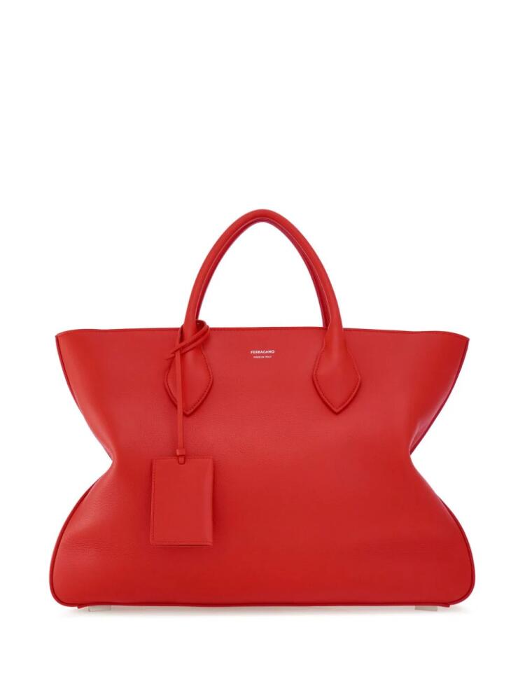 Ferragamo logo-stamp leather tote bag - Red Cover