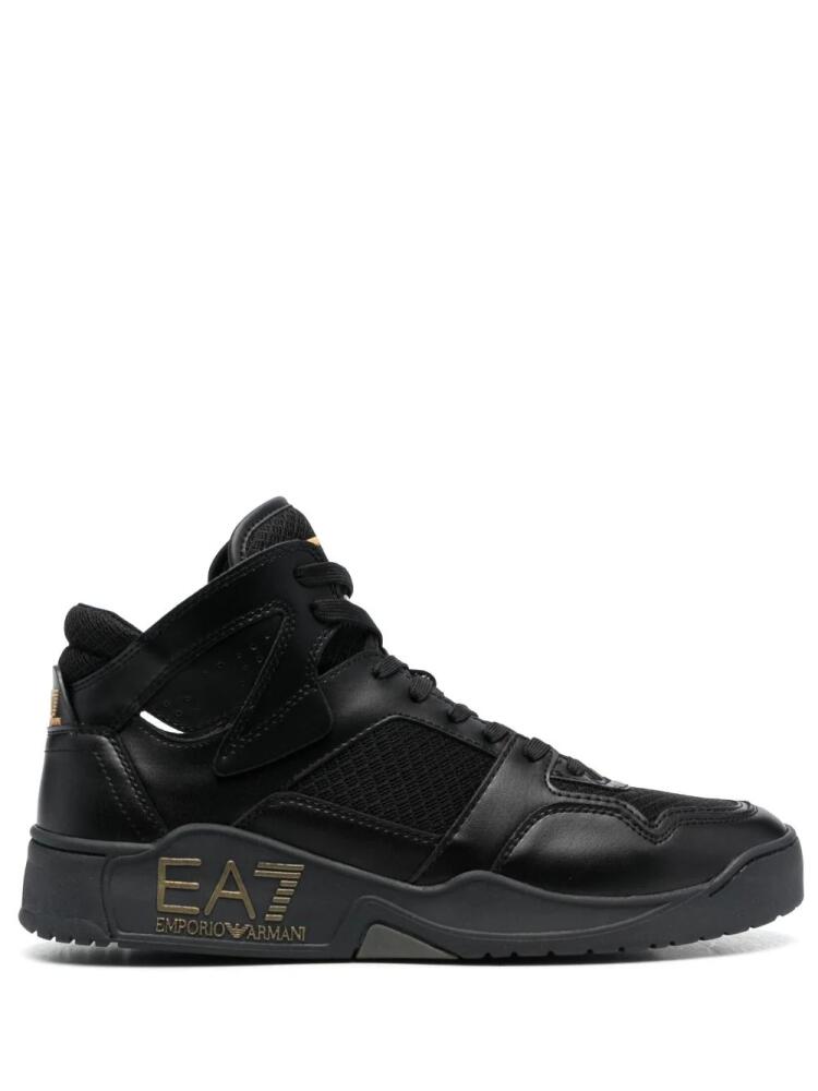 Ea7 Emporio Armani logo-debossed high-top sneakers - Black Cover