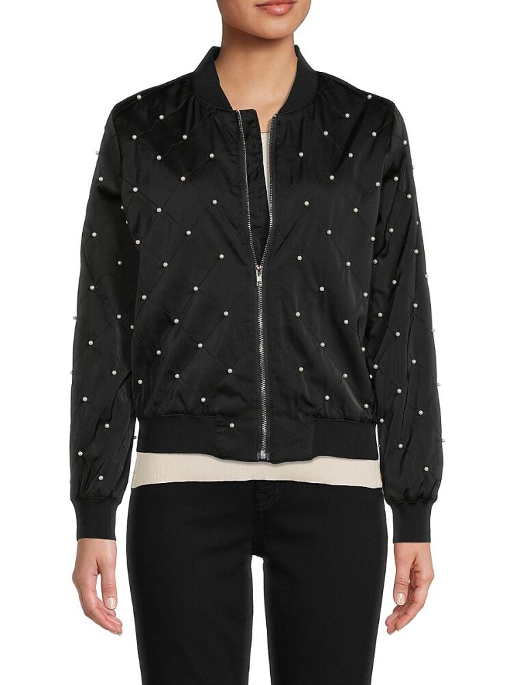 Wdny Women's Pearl Quilted Bomber Jacket - Black Cover