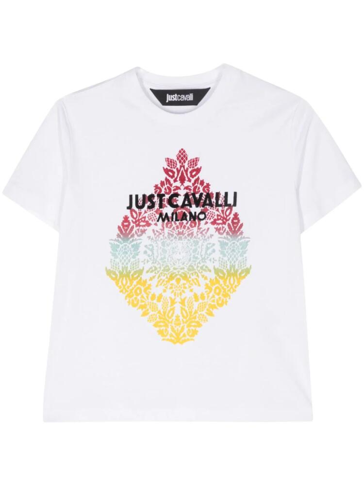 Just Cavalli flocked-logo cotton T-shirt - White Cover