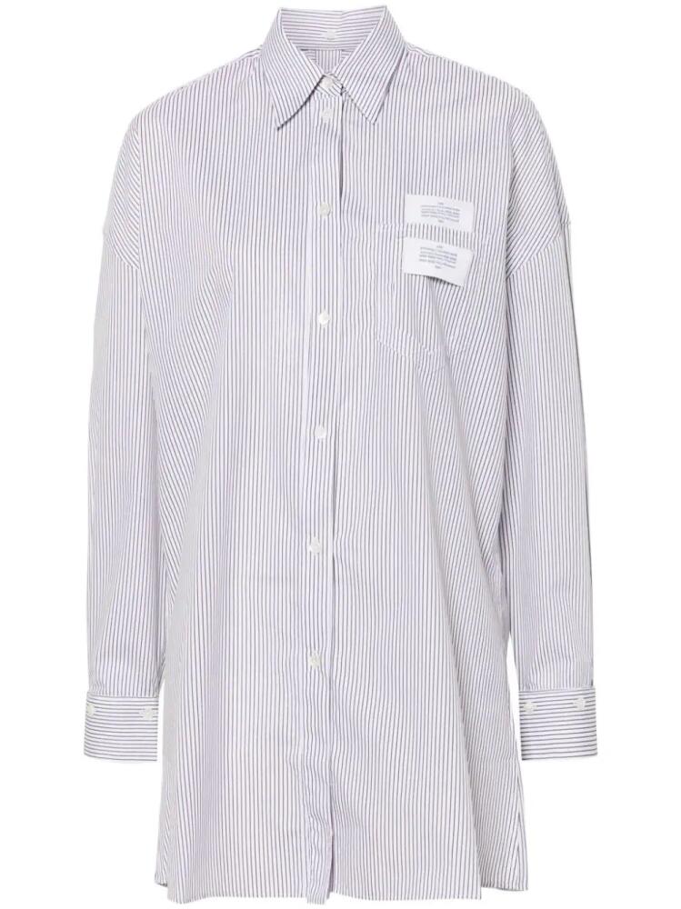 Rokh logo-patch striped shirt - White Cover