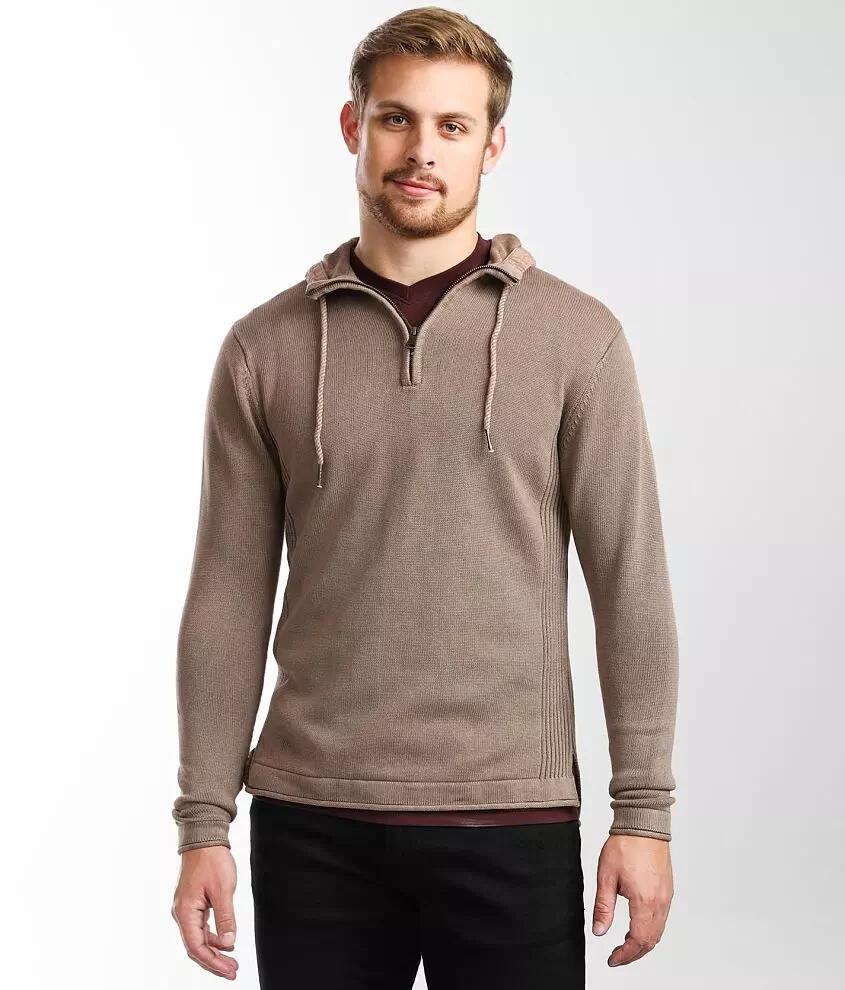 BKE Washed Quarter Zip Hooded Sweater Cover