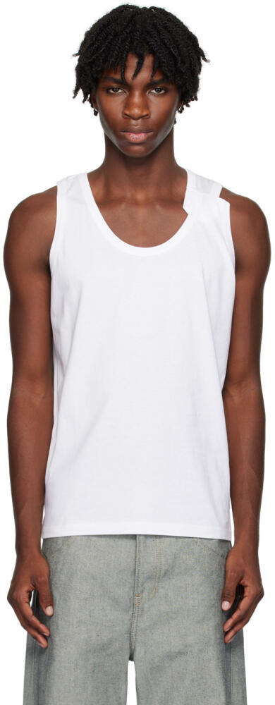 Marina Yee White Deconstructed Tank Top Cover