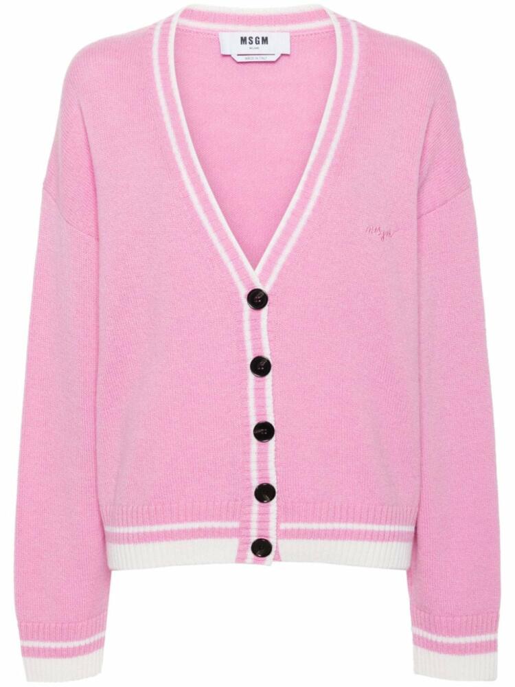 MSGM embroidered-logo cardigan - Pink Cover