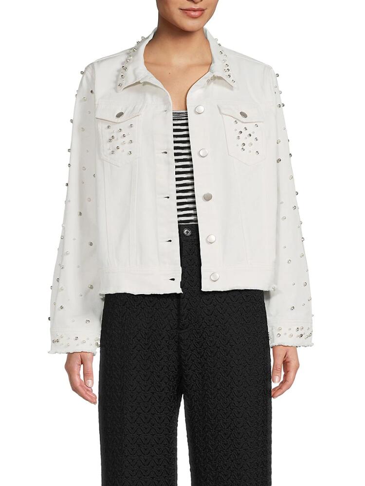 Lea & Viola Women's Embellished Denim Jacket - White Cover