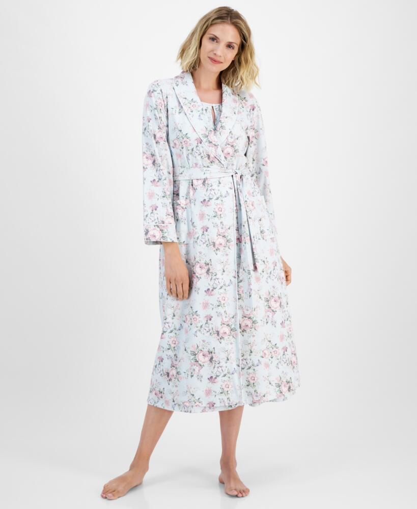 Charter Club Women's Cotton Floral Flutter-Sleeve Keyhole Nightgown, Created for Macy's - Vintage Floral Blue Cover