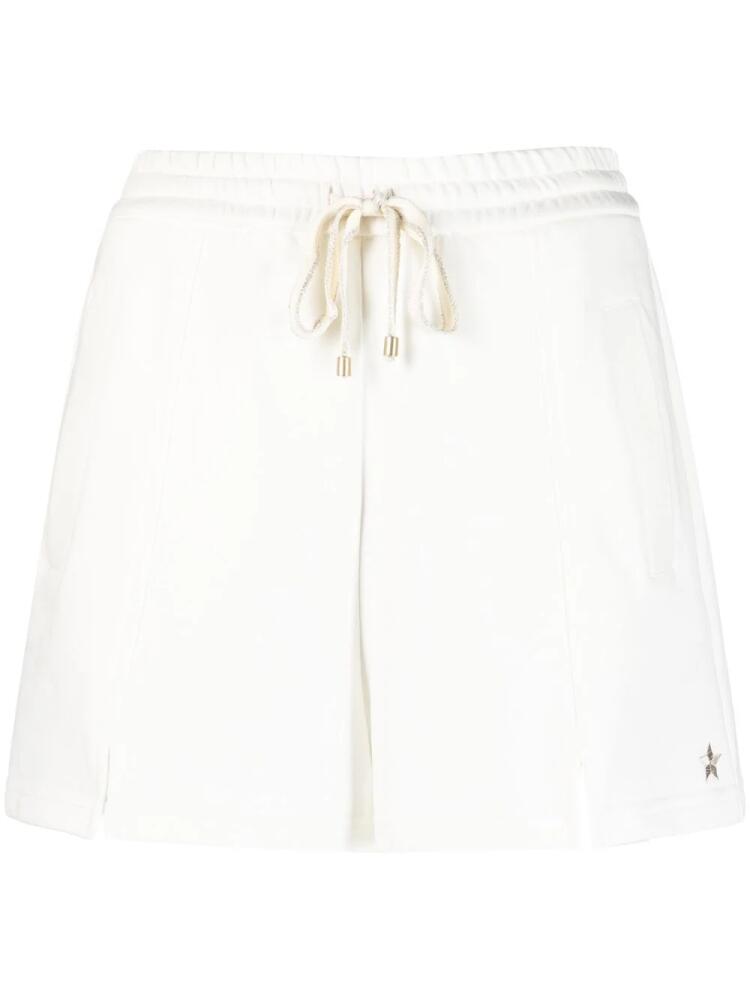 Lorena Antoniazzi logo-embroidery cotton track shorts - White Cover