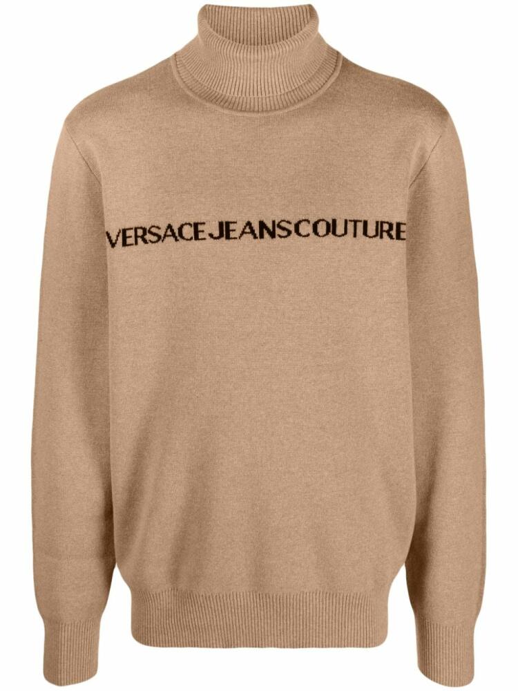 Versace Jeans Couture logo-intarsia roll-neck jumper - Neutrals Cover