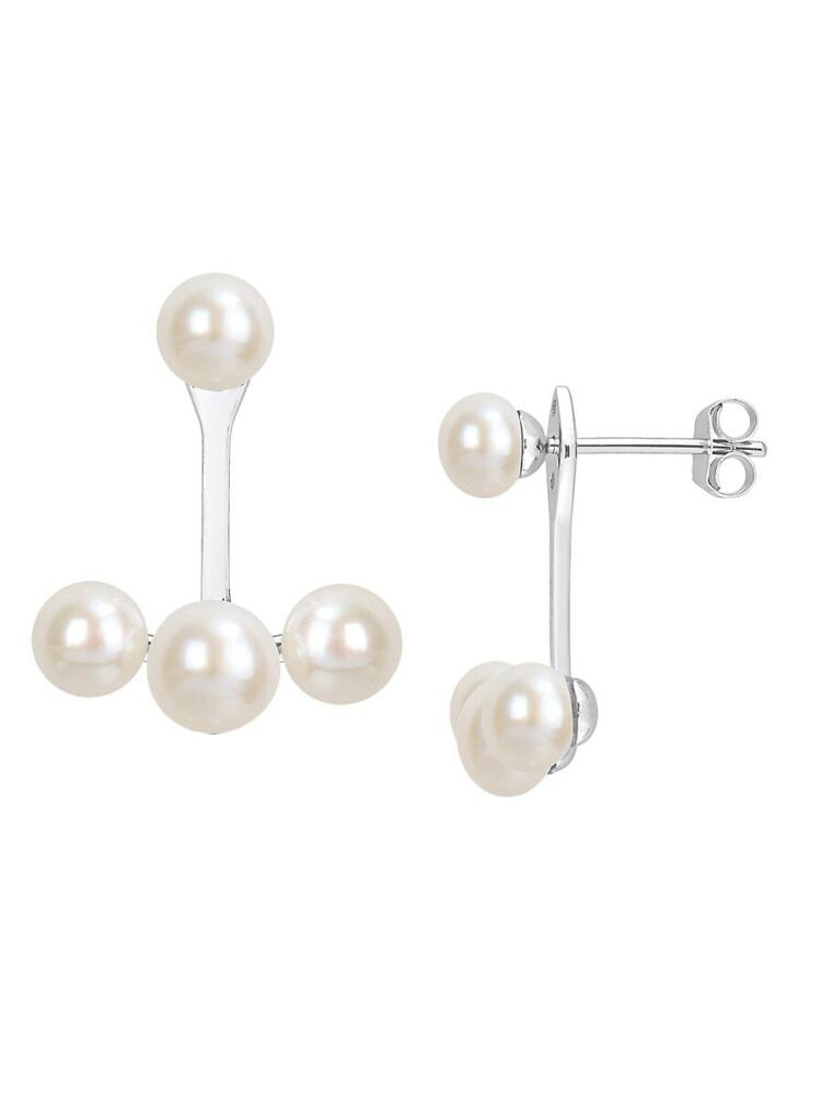 Sonatina Women's 14K White Gold & 5-6.5MM Freshwater Pearl Jacket Earrings Cover