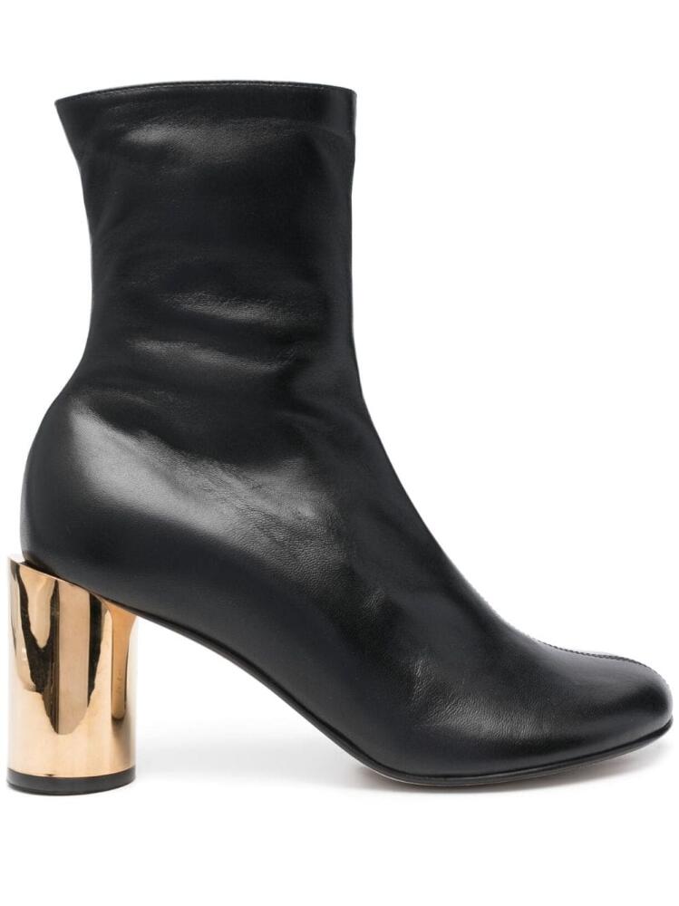 Lanvin 75mm round-toe leather boots - Black Cover