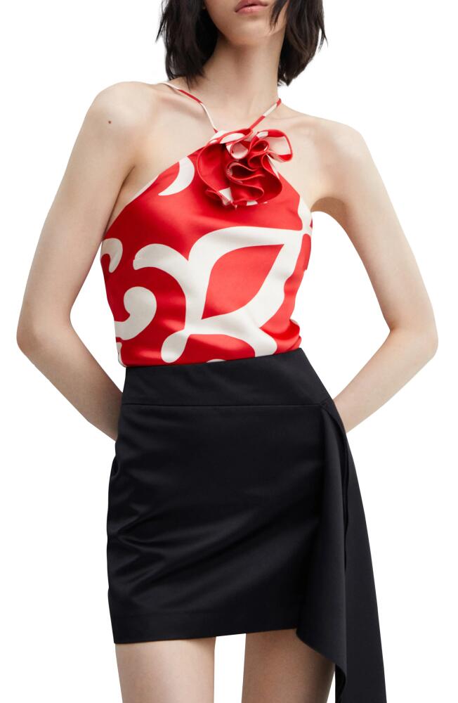 MANGO Rosette Satin Top in Red Cover