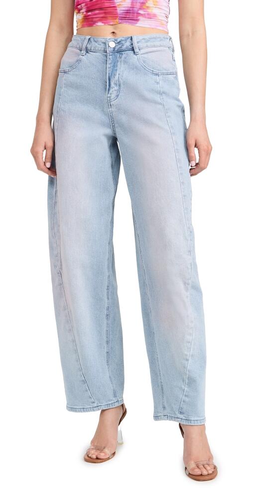 AFRM Archer Seamed Wide Leg Jeans Blue Pink Denim Wash Cover