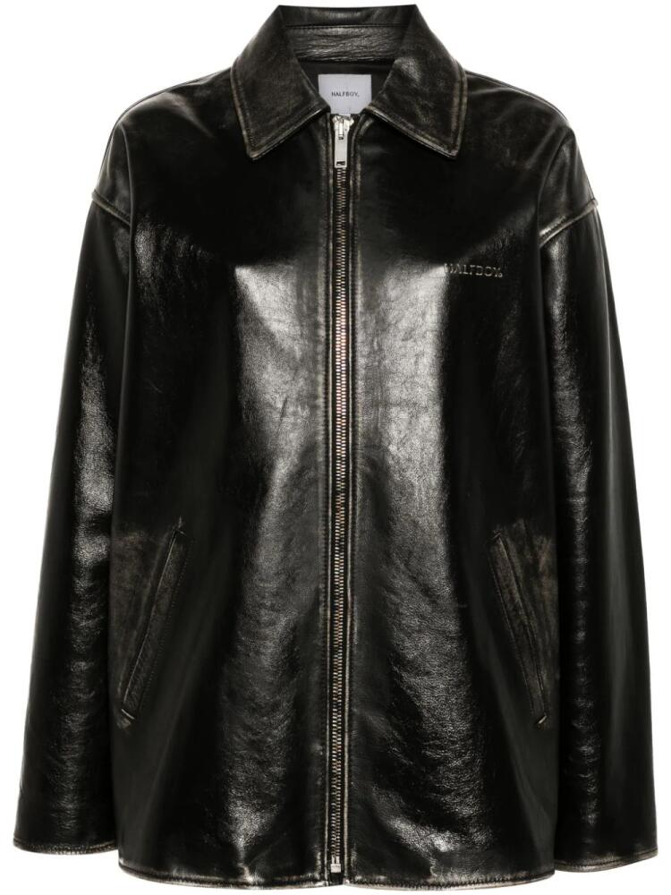 Halfboy distressed-leather jacket - Black Cover