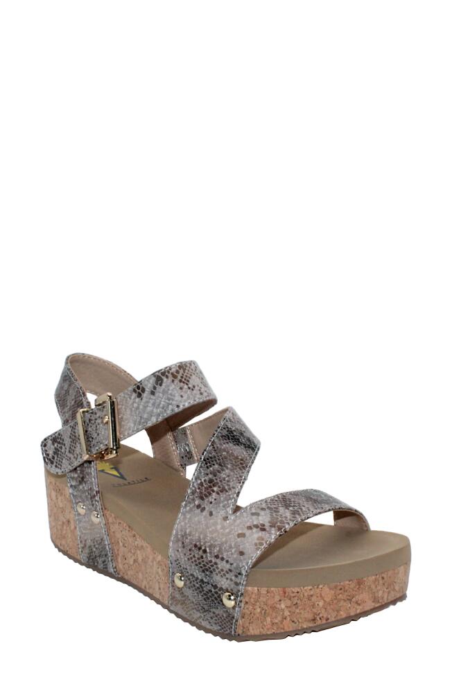 Volatile Biloxi Platform Wedge Sandal in Rose Gold Snake Cover