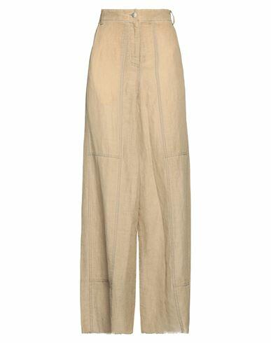 Masnada Woman Pants Khaki Cotton, Linen, Polyamide Cover