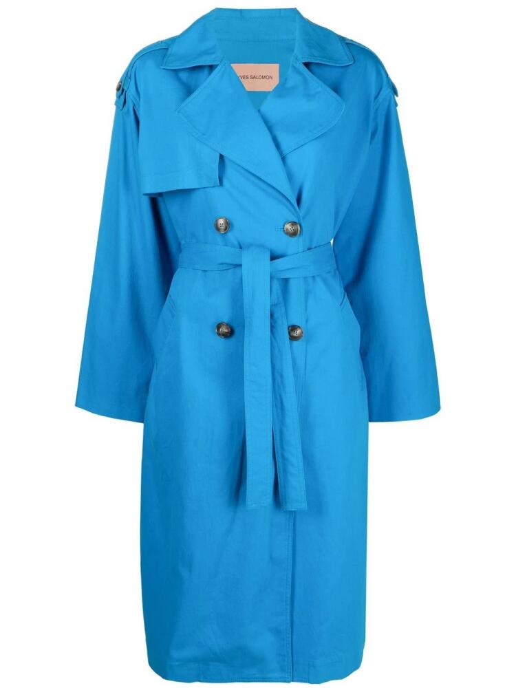 Yves Salomon tied-waist trench coat - Blue Cover