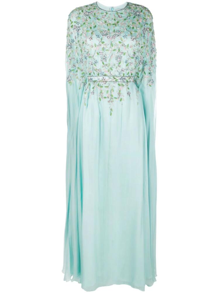 Dina Melwani crystal-embellished silk-satin dress - Blue Cover