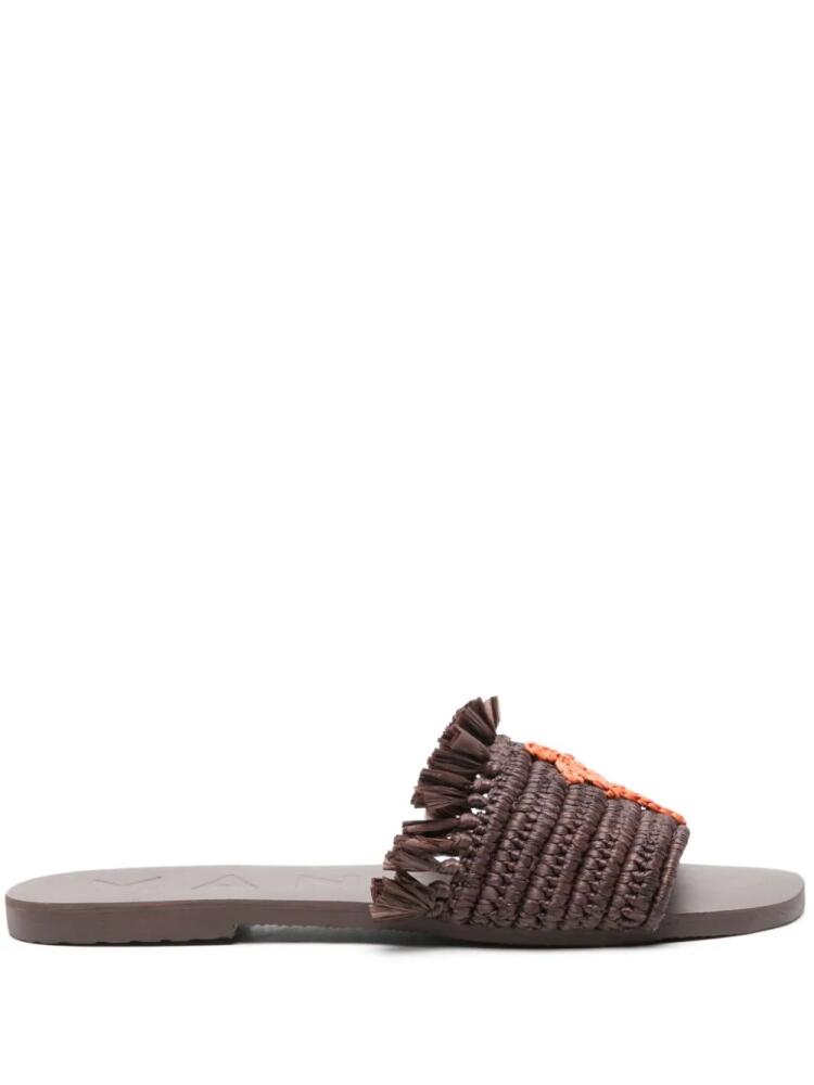 Manebi fringed raffia slides - Brown Cover