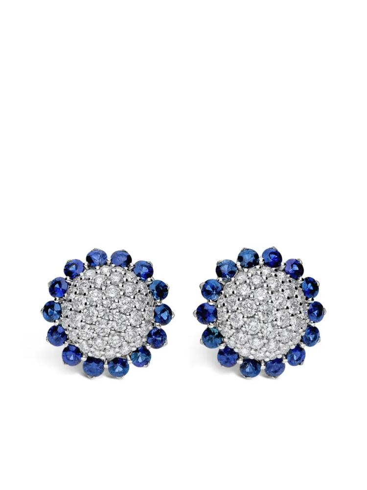 LEO PIZZO 18kt white gold diamond sapphire Aurora earrings - Silver Cover