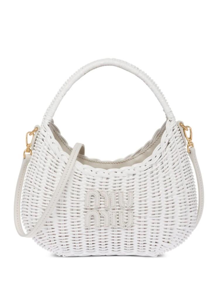 Miu Miu mini Wander wicker shoulder bag - White Cover