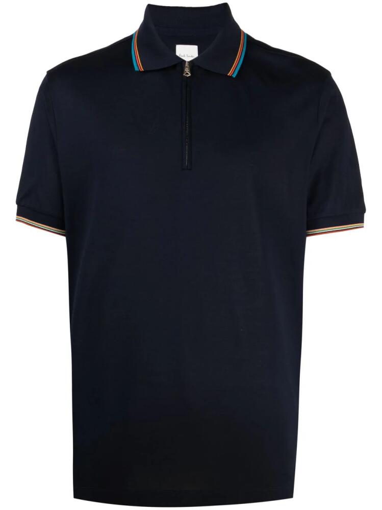 Paul Smith rainbow stripe-detail cotton polo shirt - Blue Cover