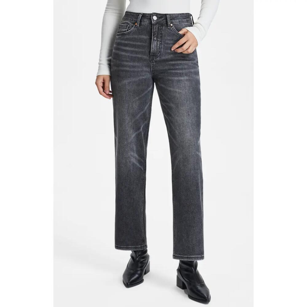 Bayeas High Waist Straight Leg Jeans in Black Stone Cover