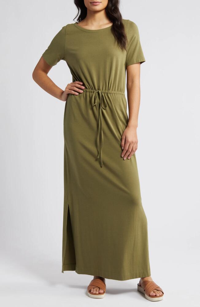 caslon(r) Easy Tie Waist Maxi Dress in Olive Burnt Cover