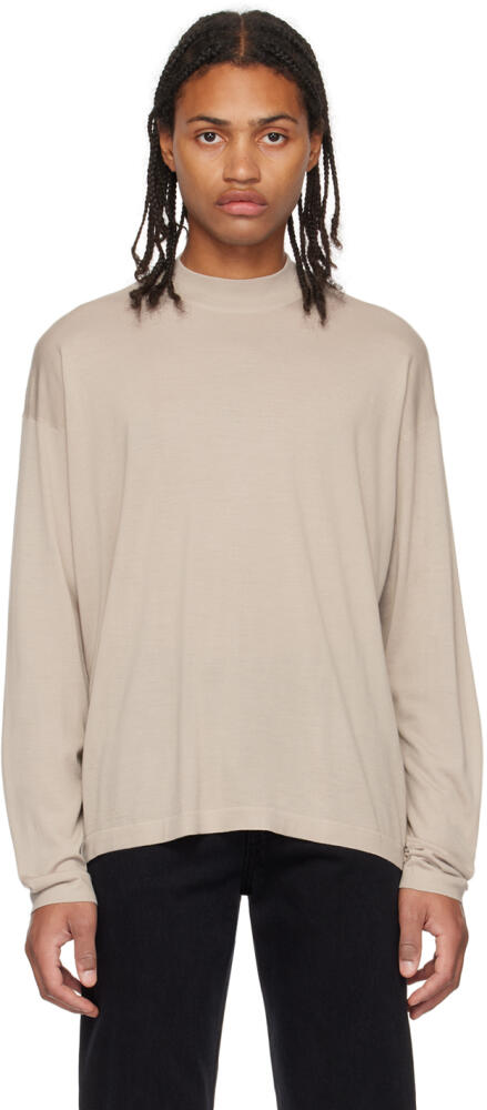 The Row Taupe Delsie Long Sleeve T-Shirt Cover