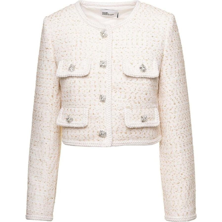 Self Portrait Ladies Cream Boucle Jacket Cover