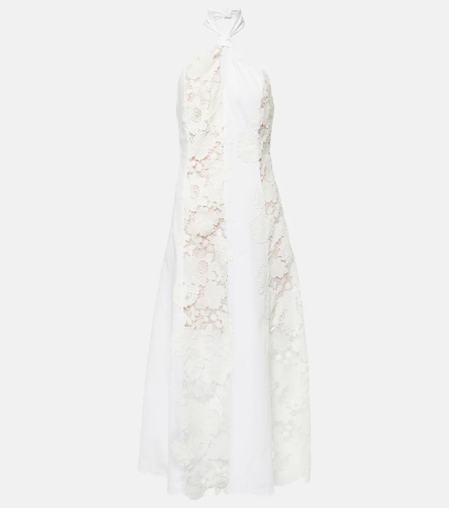 Oscar de la Renta Halterneck cotton lace midi dress Cover