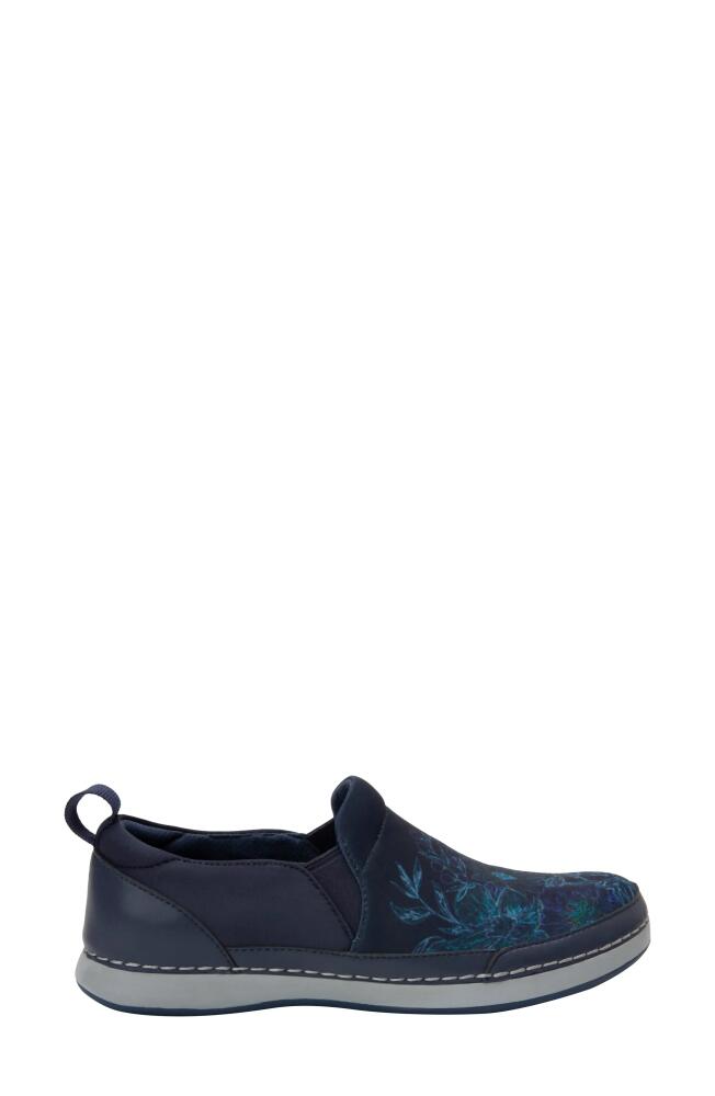 Alegria by PG Lite Alchemie Slip-On Sneaker in Blue Bouquet Fabric Cover