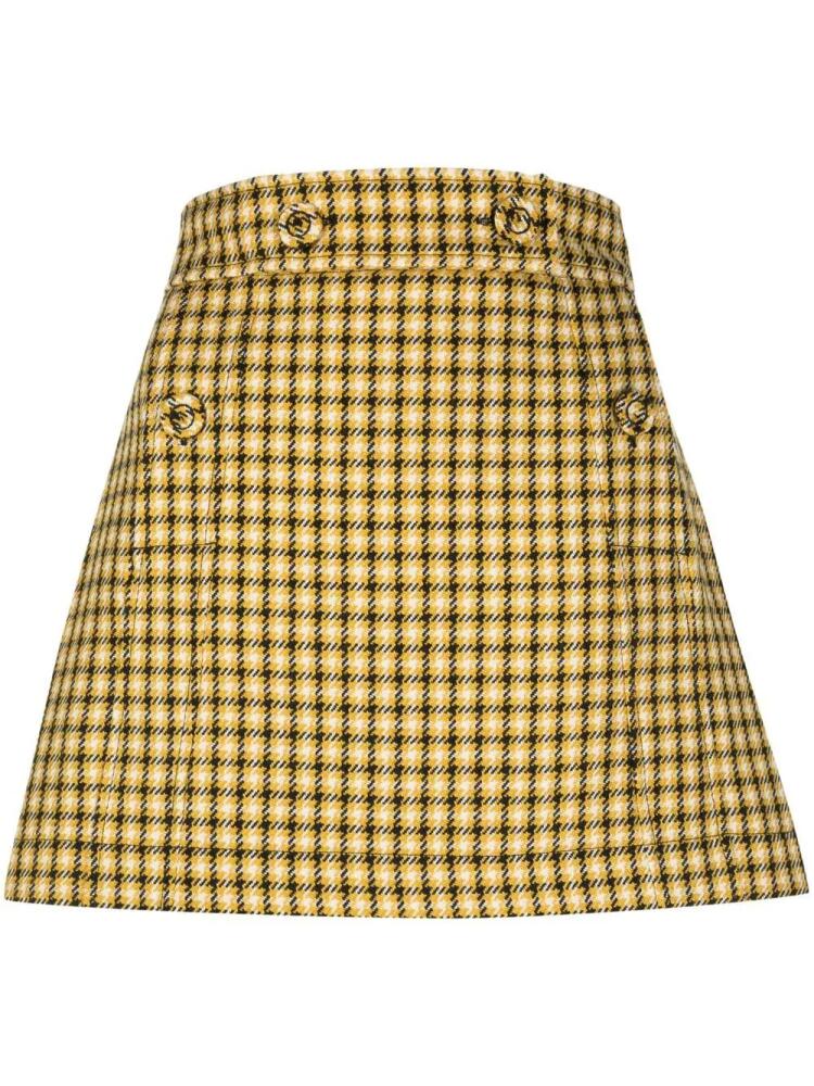 Plan C check-print button skirt - Yellow Cover