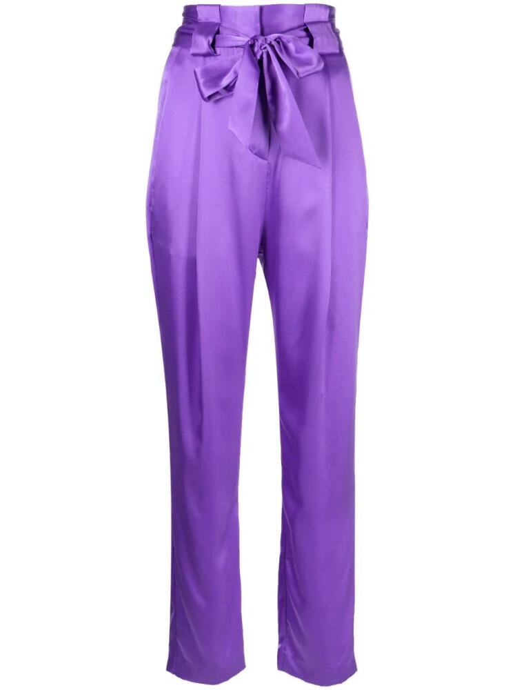 Michelle Mason high-waisted pleated silk trousers - Purple Cover