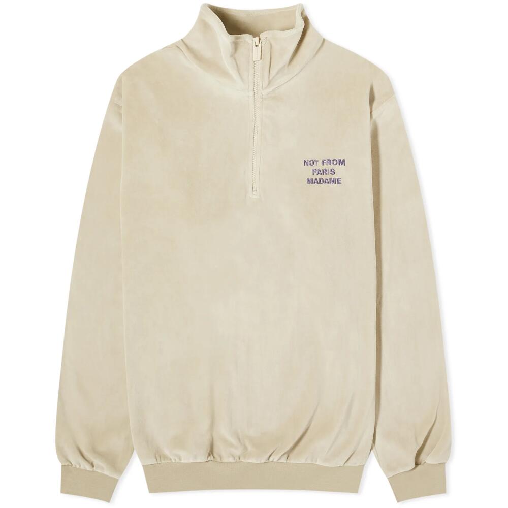 Drole de Monsieur Men's Drôle de Monsieur Not From Paris Madame Half Zip Sweat in Beige Cover