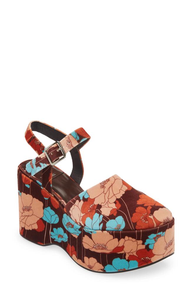 Jeffrey Campbell Bohemian Platform Wedge Sandal in Brown Orange Velvet Cover