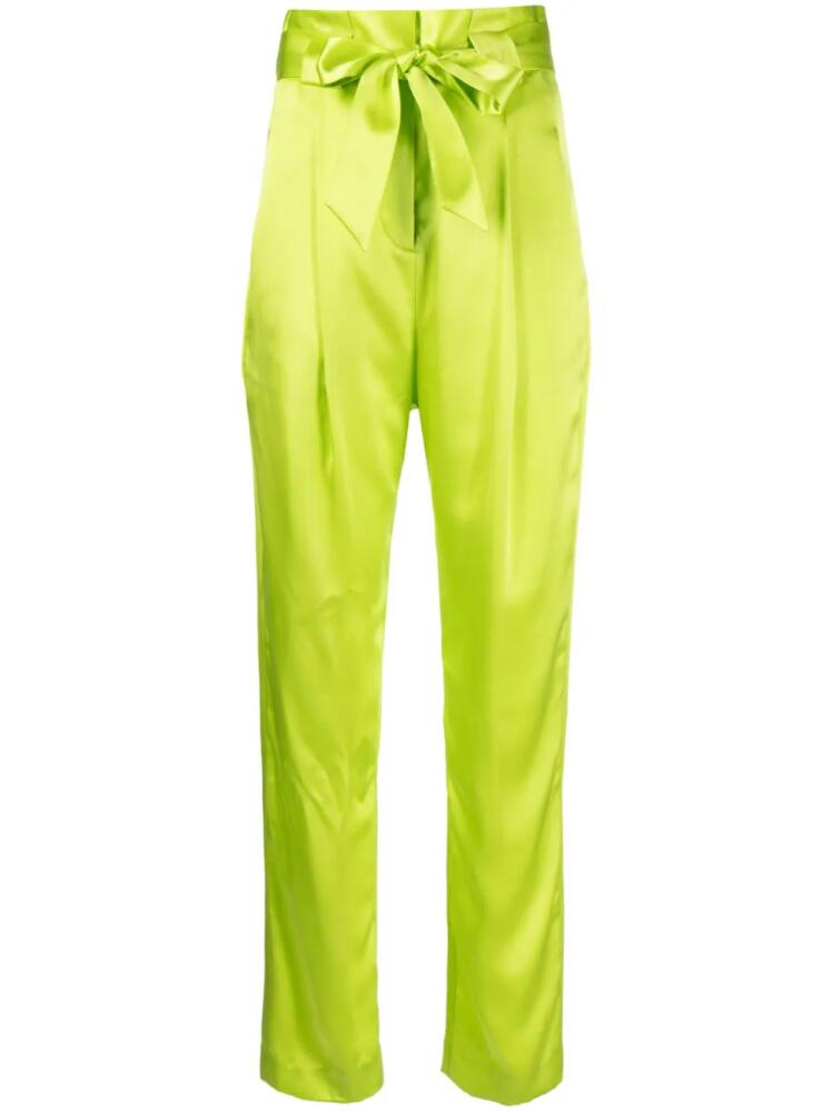 Michelle Mason high-waisted pleated silk trousers - Green Cover