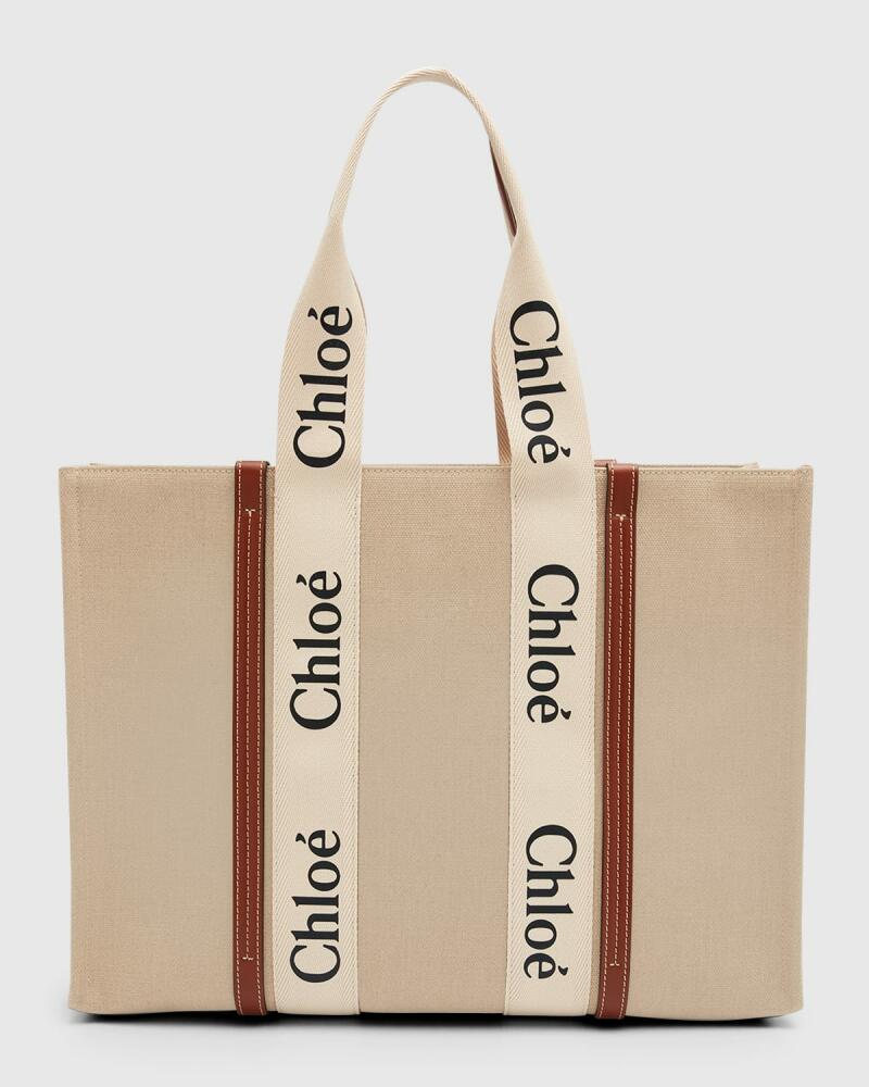 Chloe Woody Large Tote Bag in Linen Cover