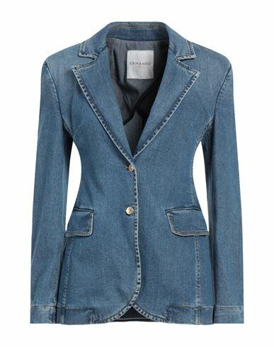 Ermanno Firenze Woman Blazer Blue Cotton, Elastane Cover