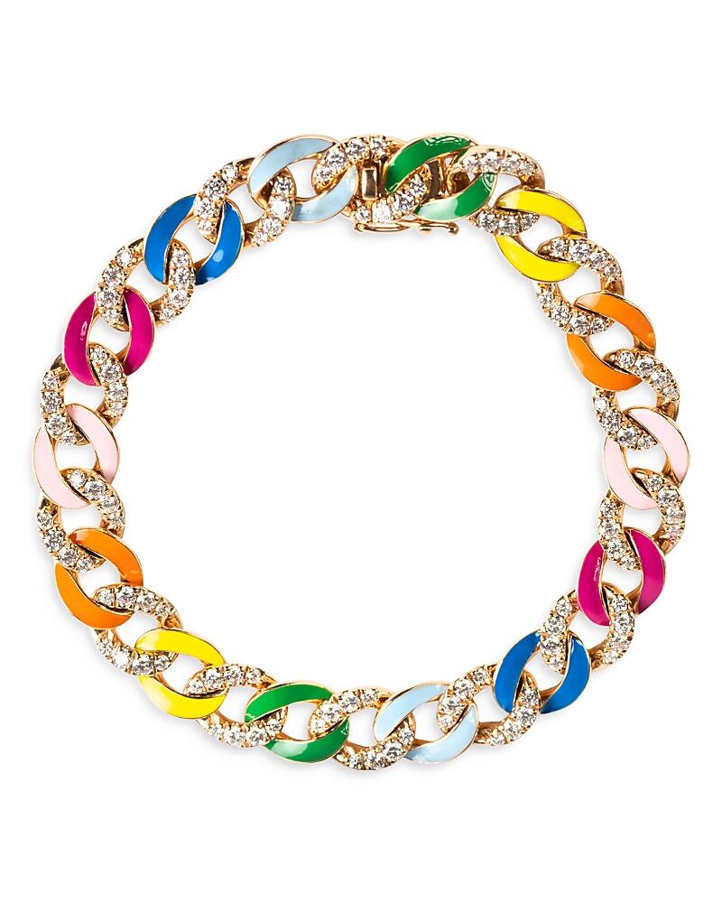 Zydo 18K Rose Gold Classic Chic Diamond & Rainbow Enamel Link Bracelet Cover