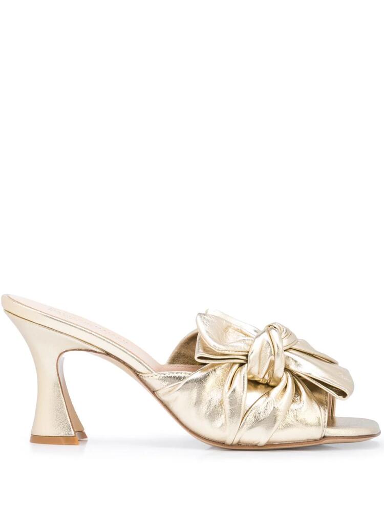 Madison.Maison knot-bow sculpted heel mules - Gold Cover