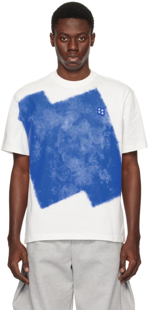 ADER error White & Blue Significant Print T-Shirt Cover